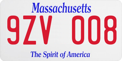 MA license plate 9ZV008