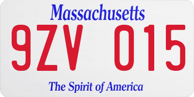 MA license plate 9ZV015