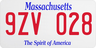 MA license plate 9ZV028