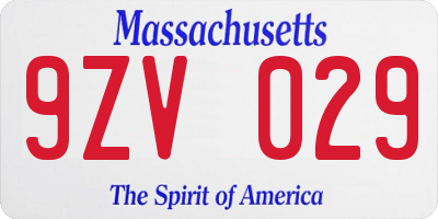 MA license plate 9ZV029