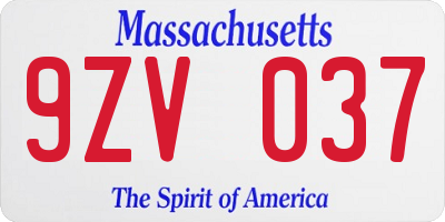 MA license plate 9ZV037