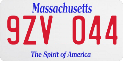 MA license plate 9ZV044