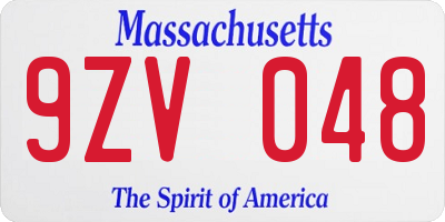 MA license plate 9ZV048