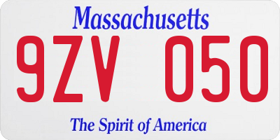 MA license plate 9ZV050