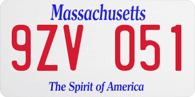 MA license plate 9ZV051