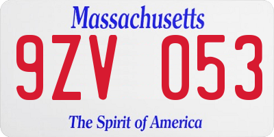 MA license plate 9ZV053