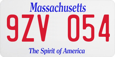 MA license plate 9ZV054