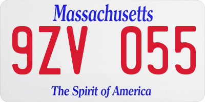 MA license plate 9ZV055