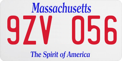 MA license plate 9ZV056