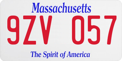 MA license plate 9ZV057