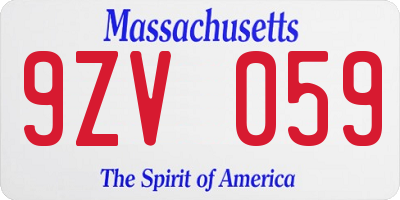 MA license plate 9ZV059