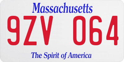 MA license plate 9ZV064