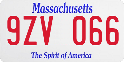 MA license plate 9ZV066