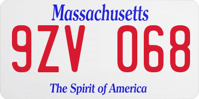 MA license plate 9ZV068