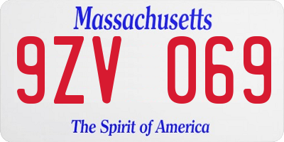 MA license plate 9ZV069