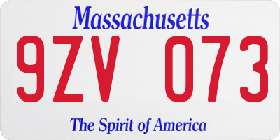 MA license plate 9ZV073