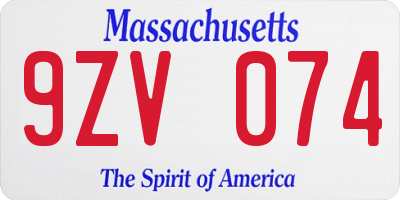 MA license plate 9ZV074