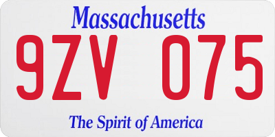 MA license plate 9ZV075