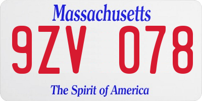 MA license plate 9ZV078