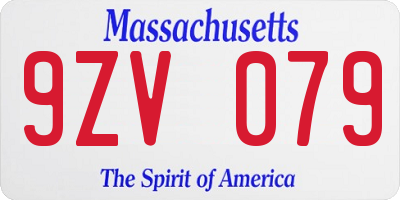 MA license plate 9ZV079