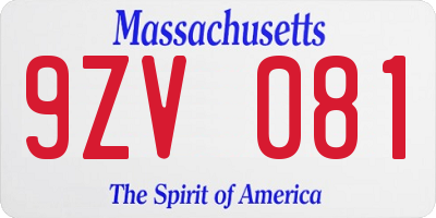 MA license plate 9ZV081