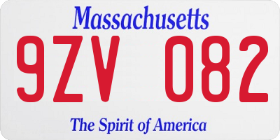 MA license plate 9ZV082