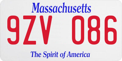 MA license plate 9ZV086