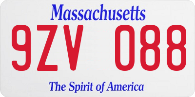 MA license plate 9ZV088