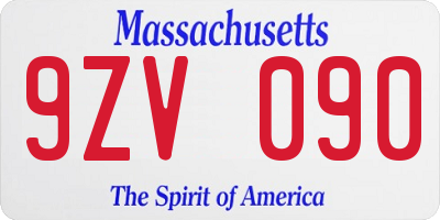 MA license plate 9ZV090