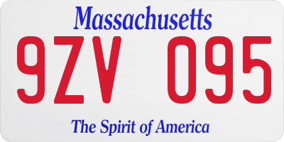 MA license plate 9ZV095