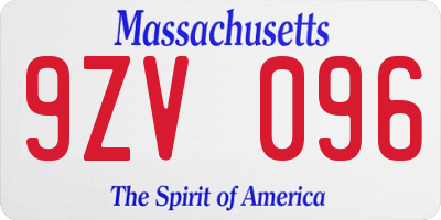 MA license plate 9ZV096