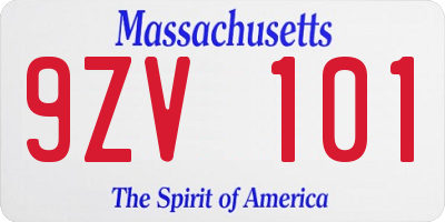 MA license plate 9ZV101