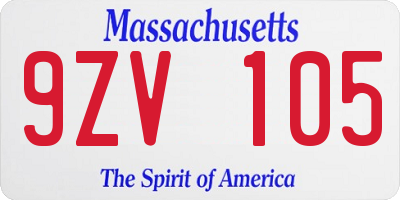 MA license plate 9ZV105