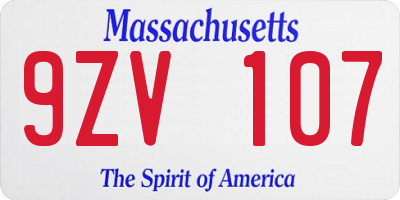 MA license plate 9ZV107