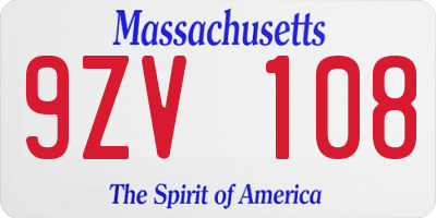 MA license plate 9ZV108