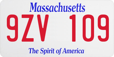 MA license plate 9ZV109