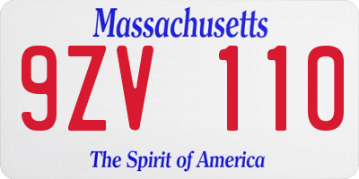 MA license plate 9ZV110