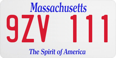 MA license plate 9ZV111