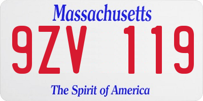 MA license plate 9ZV119