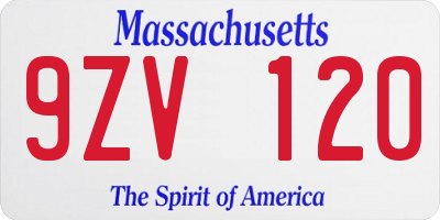 MA license plate 9ZV120