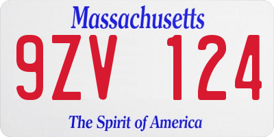 MA license plate 9ZV124