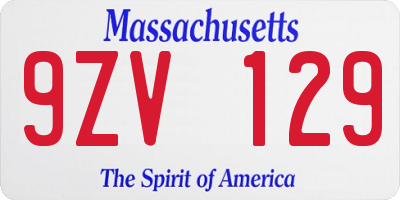 MA license plate 9ZV129