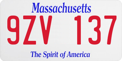 MA license plate 9ZV137