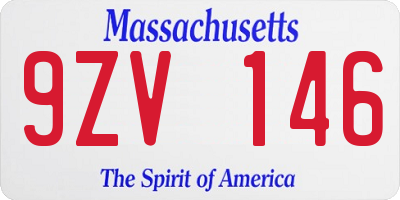 MA license plate 9ZV146