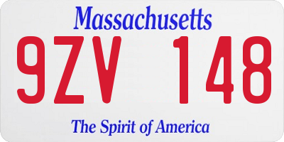 MA license plate 9ZV148