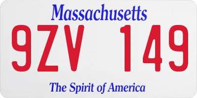 MA license plate 9ZV149