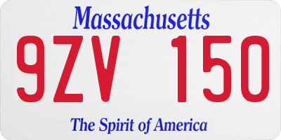 MA license plate 9ZV150