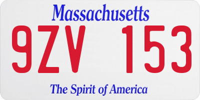 MA license plate 9ZV153