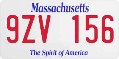 MA license plate 9ZV156