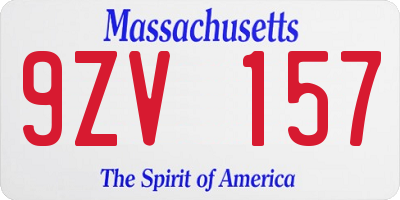 MA license plate 9ZV157